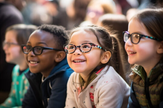 children wearing glasses